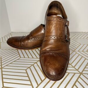 Johnston and Murphy Conard double buckle monk shoes